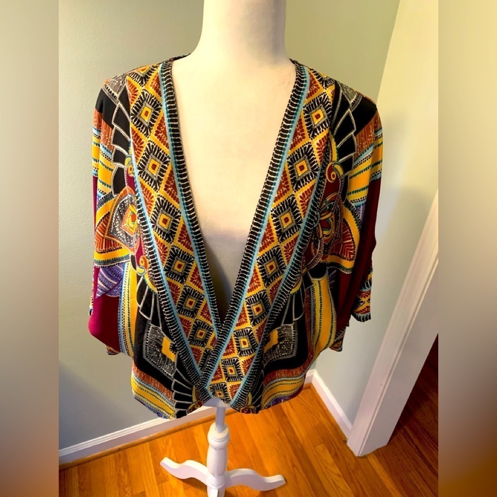 Greylin multi-colored V-neck tunic, size M